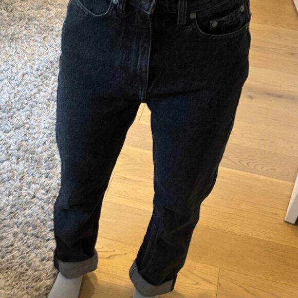 GANNI High Waist Black Straight Leg Jeans - Picture 3 of 5